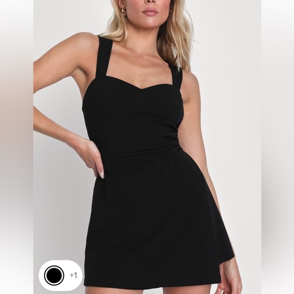 NWOT Lulu’s Black Sleeveless Backless Skort Romper  - M - Picture 2 of 7